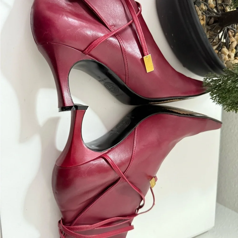 Versace Red Heeled Boots - Picture 7 of 10